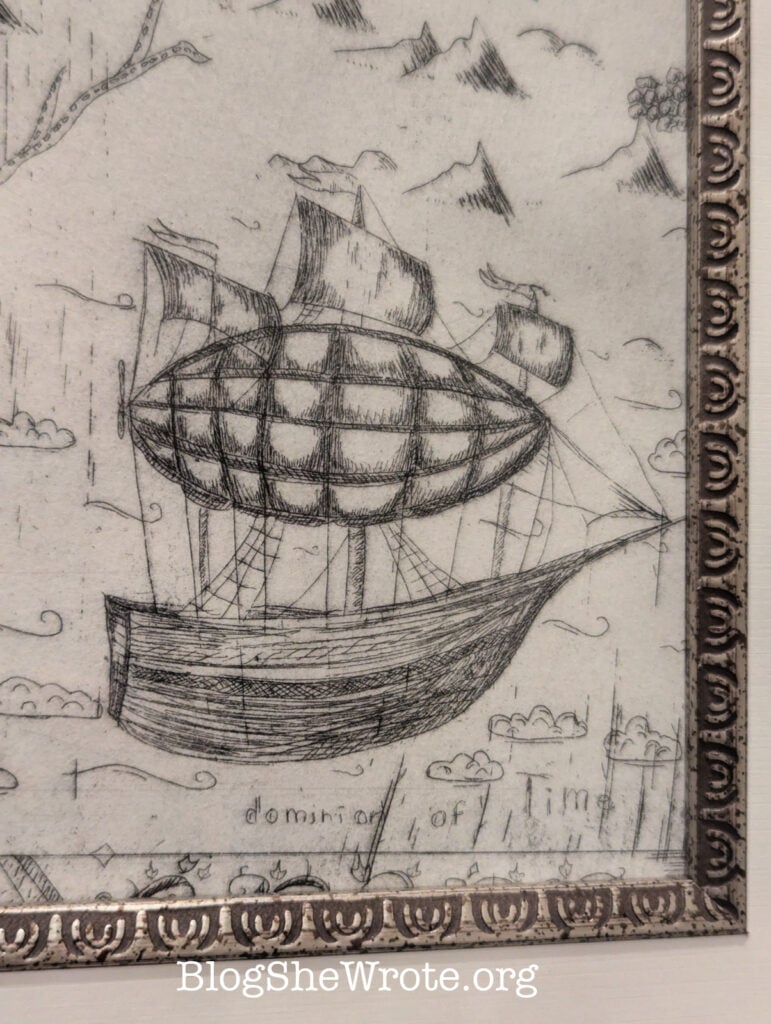 Detailed print of a copper etching of a dirigible